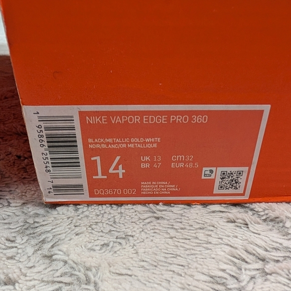 Nike Vapor Edge Pro 360 Football Cleats Black Gold White Size 14 DQ3670-002 main image 5